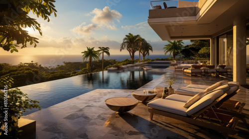 day lights Photograph an opulent villa escape  infinity pool vistas  panoramic landscapes  lavish interiors
