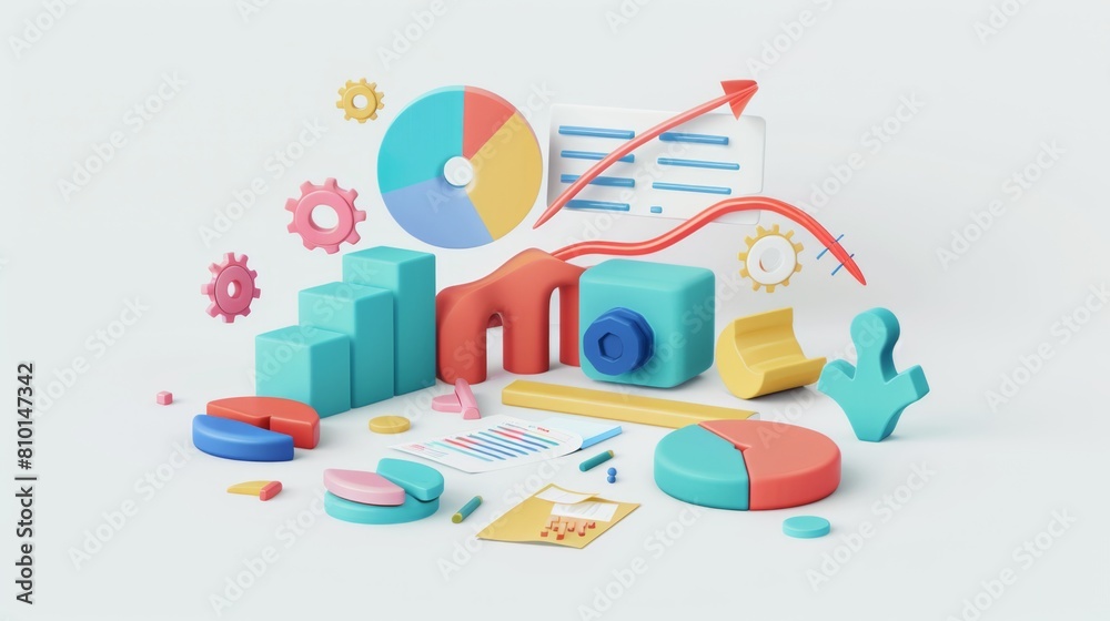 Colorful 3d business data analysis concept