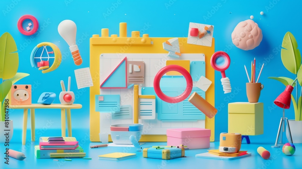 Vibrant 3d creative workspace concept Vibrant 3d creative workspace concept