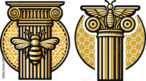 Vector illustration of bee for honey logo
