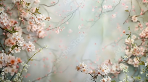 Soft Pastel Floral Artwork with Cherry Blossoms and Gentle Branches