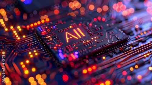 Advanced ai technology circuit board close-up