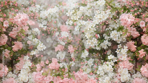 Abundant Spring Blossoms with Pink and White Flowers in Full Bloom