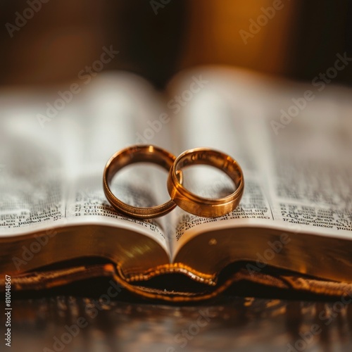 Two Wedding Rings on Open Book