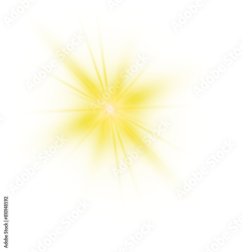  yellow special lens flash light effect, Glowing streaks on transparent background