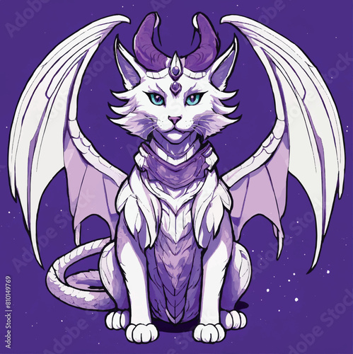 a purple dragon with purple eyes and purple wings sits on a purple background