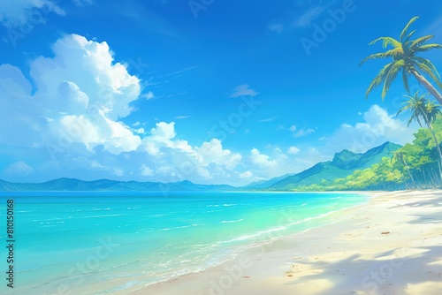 illustration of summer sea tropical landscape