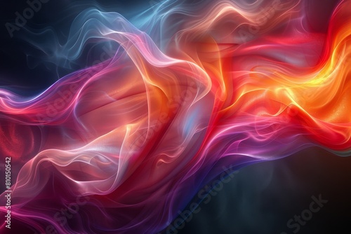 A fluid blend of rich hues and curves resembling ethereal, flowing fabric of space photo