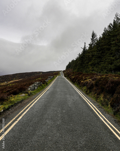 Empty rural road during cloudy weather in ireland