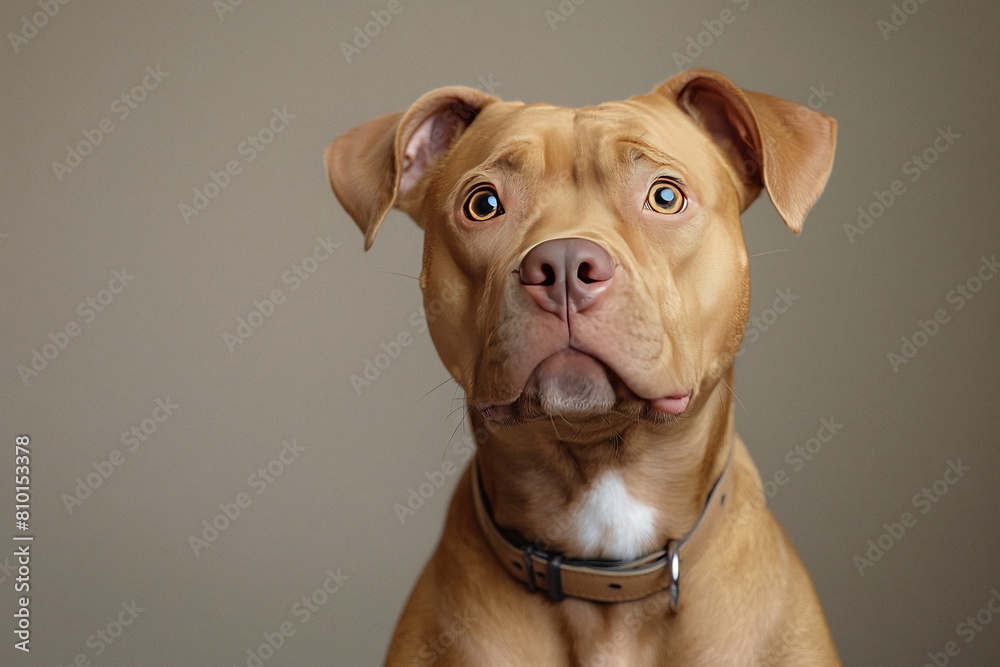 Dog sitting with one a paw up and looking at camera. Generative AI Dog sitting with one a paw up and looking at camera. Generative AI