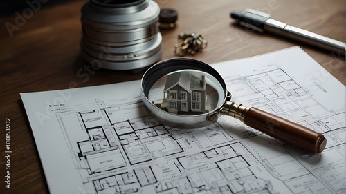 idea for a home search with a loupe. Select a real estate asset to buy and invest in.