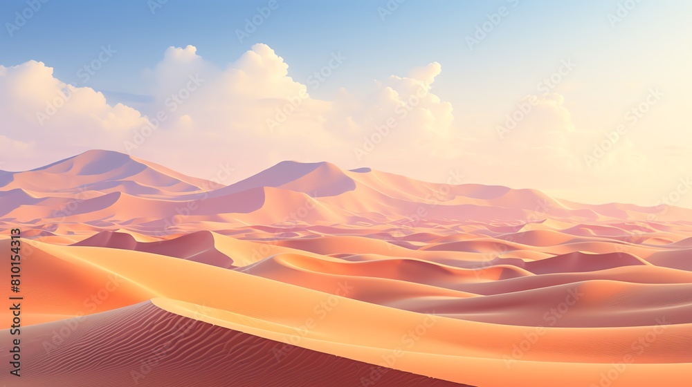 Fototapeta premium The endless desert stretched out before me, a sea of sand and dunes.