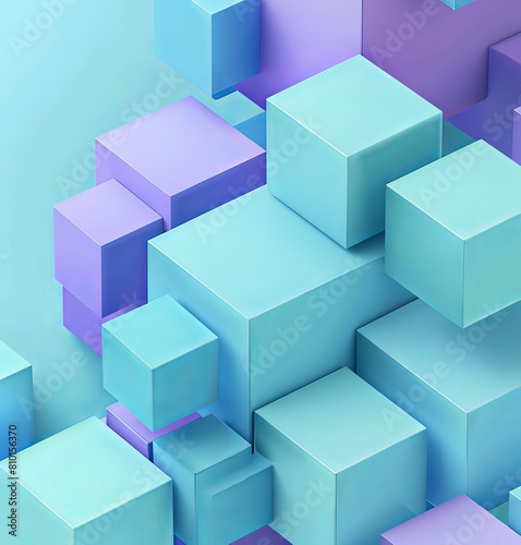 A 3D render of numerous pastel-colored cubes creating a clean geometric pattern with a soft color palette