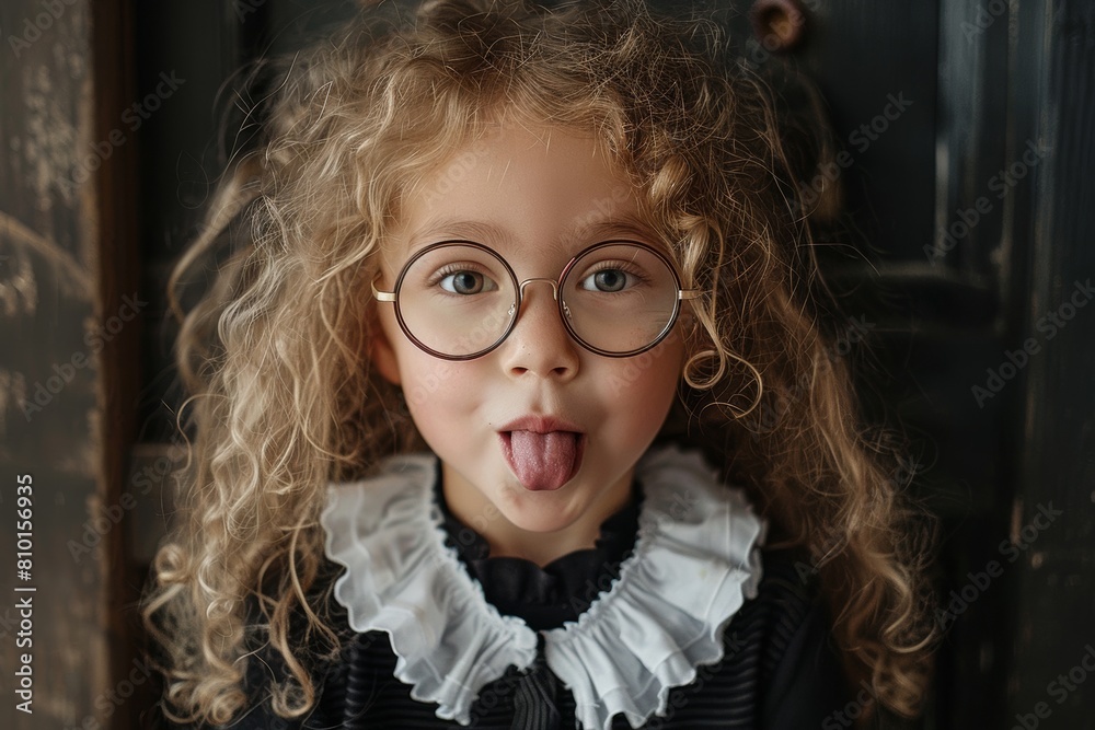 Little Girl in Glasses Making Funny Face Little Girl in Glasses Making Funny Face