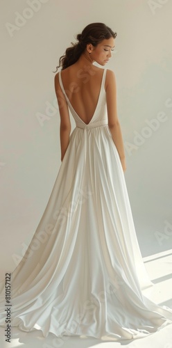 Woman in White Dress Standing in Room