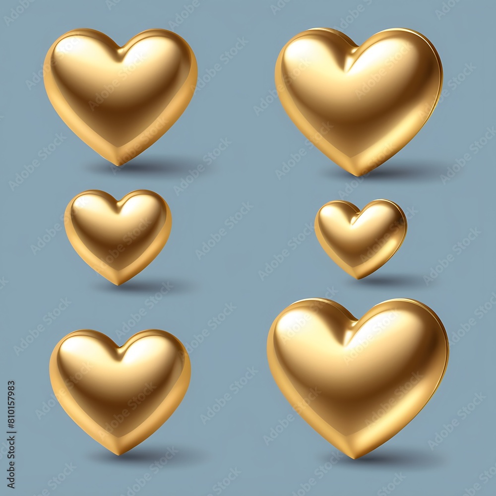 Golden Heart With Transparent Background With Gradient Mesh