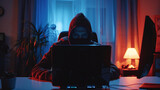 Hacker using computer at table