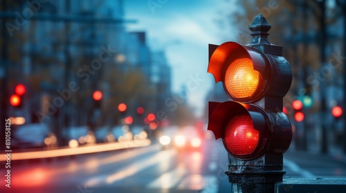 Blurry City Street With Traffic Lights