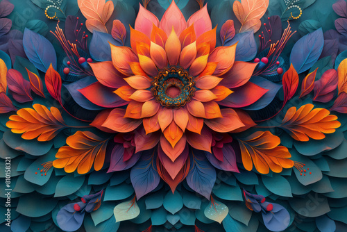 Vivid Kaleidoscope  A Captivating Abstract Illustration Bursting with Color. Generative AI