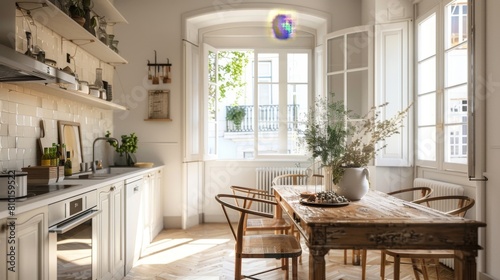 Cozy modern kitchen interior with natural light © Banana Images