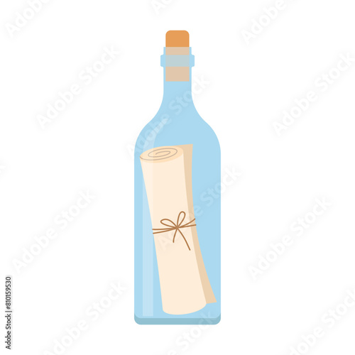 message in a bottle icon; concept of hope and adventure; for travel-related designs, communication apps - vector illustration