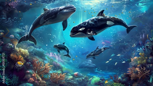 Discover the ocean s wonders with our marine life illustrations. Create stunning prints  videos  websites  and more. Perfect for cards  posters  and UI designs.