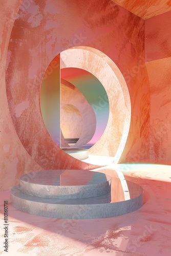 Abstract pastel archway with geometric design