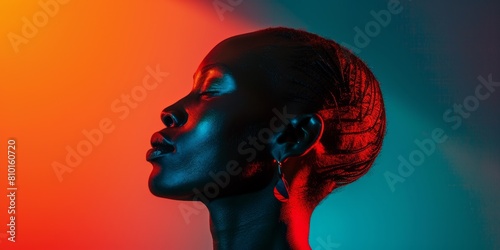 Elegant silhouette with vibrant contrast lighting