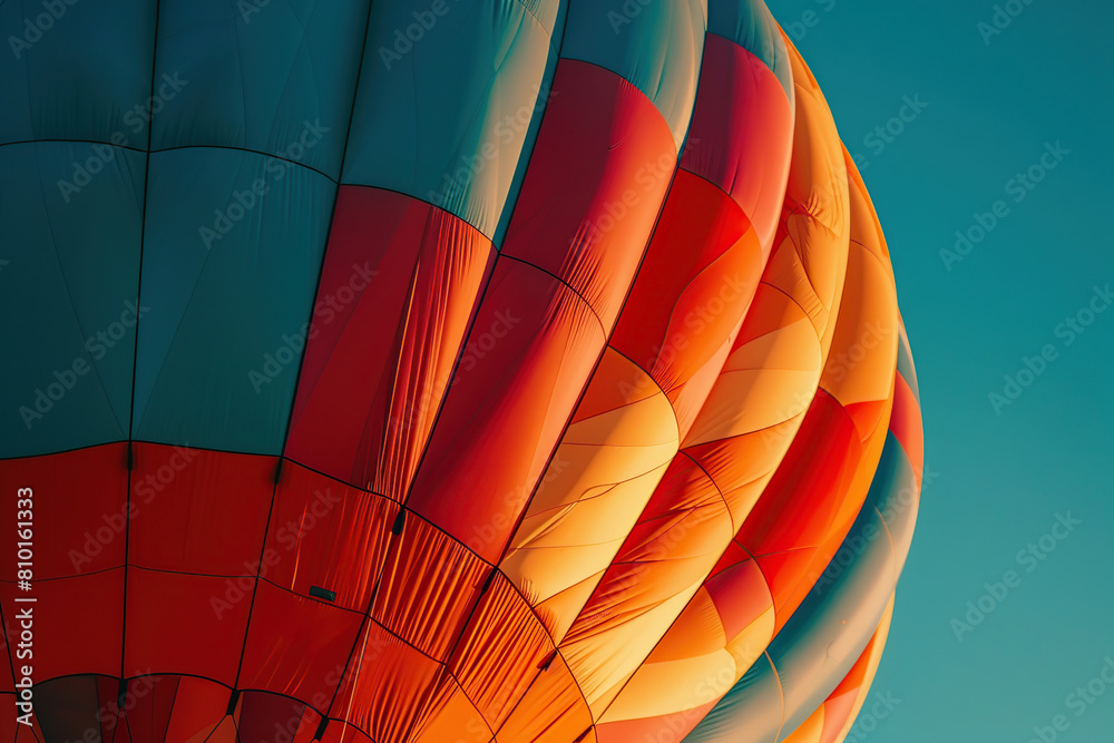 Obraz premium Hot air balloon in blue sky, closeup