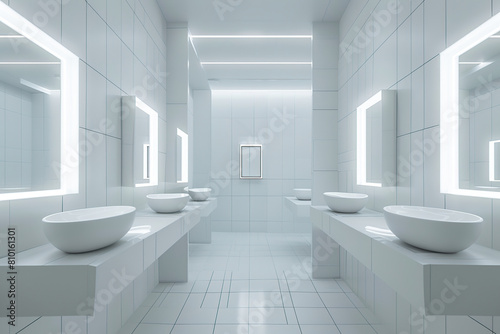 Private restroom in white colors with modern interior