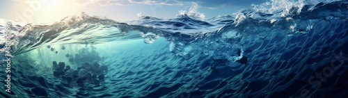 Stunning ocean wave crashing against the shore photo