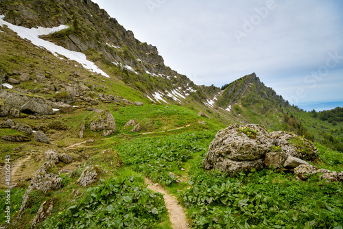 Walking trail near Speer peak in Swiss Alps