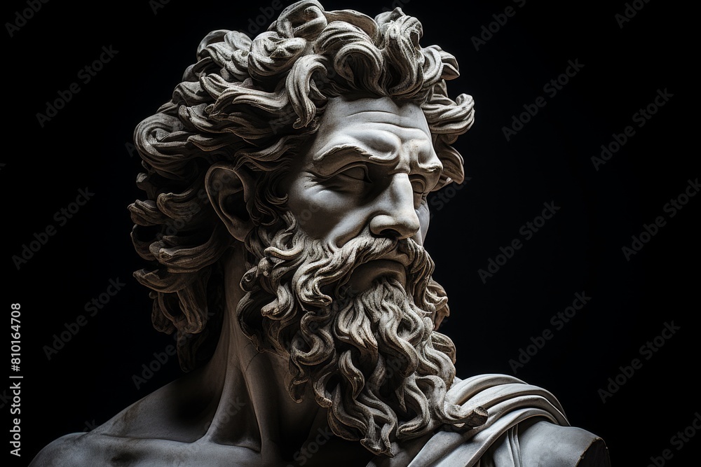 Dramatic portrait of a classical male sculpture
