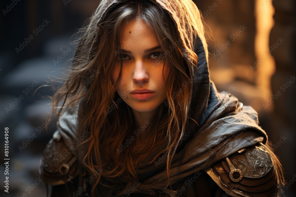 Mysterious hooded woman in the woods Mysterious hooded woman in the woods