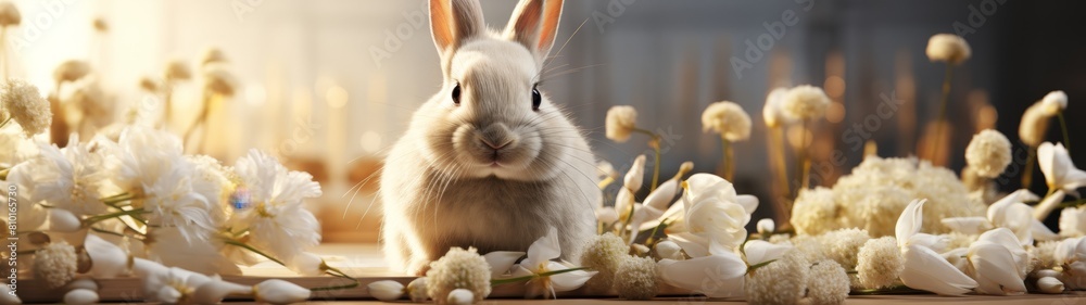 Obraz premium cute rabbit in flower field