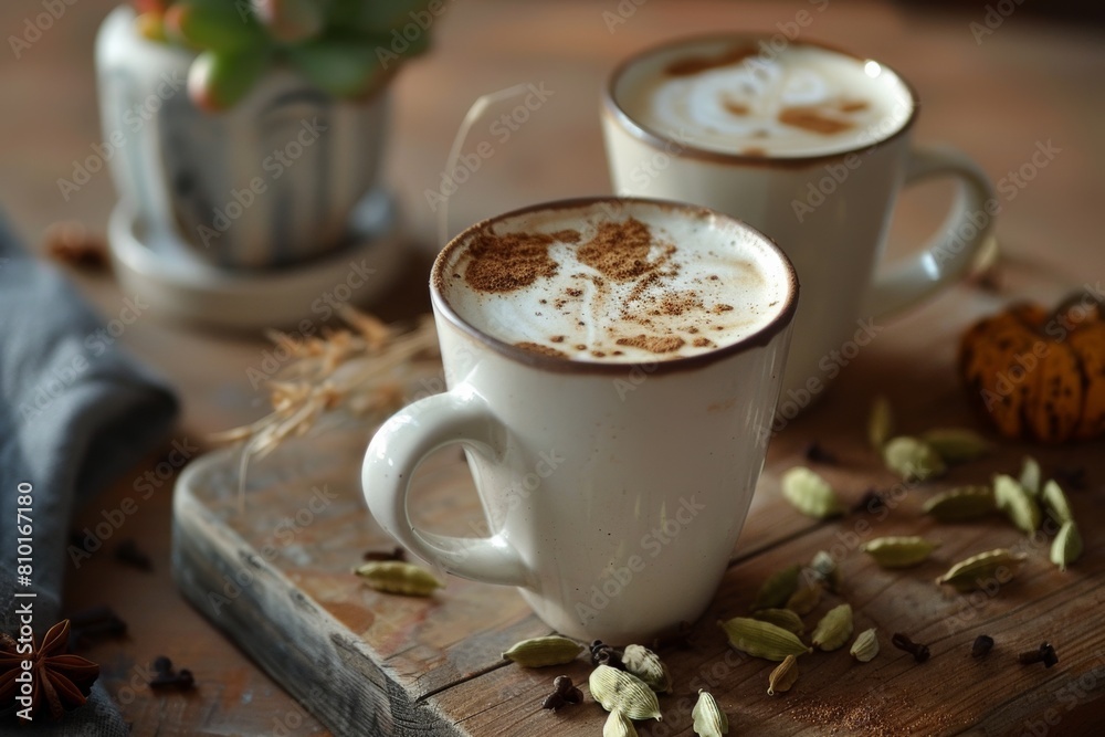 Two Cups of Hot Chocolate on a Wooden Table Two Cups of Hot Chocolate on a Wooden Table
