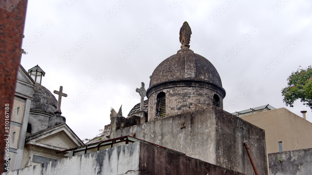 Dome on the roof of a mausoleum in La Recoleta Cemetery in Buenos Aires, Argentina