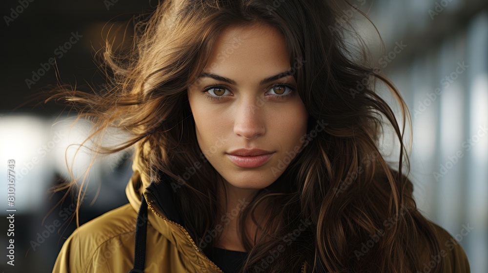 Captivating woman with windblown hair Captivating woman with windblown hair