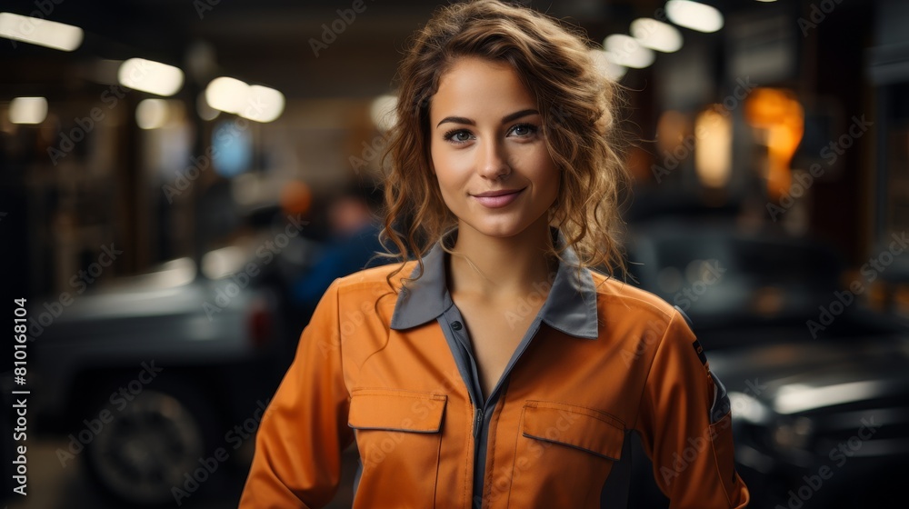 Smiling woman in orange jacket