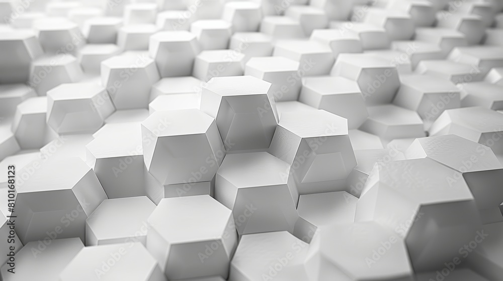 3D illustration of white hexagons. 3D illustration of white hexagons.
