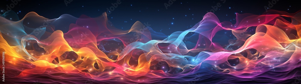 Obraz premium Vibrant cosmic landscape with swirling nebulae and glowing stars