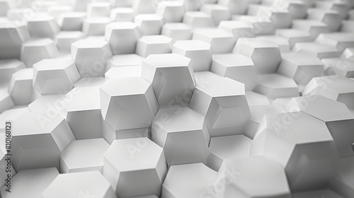 3D illustration of white hexagons.