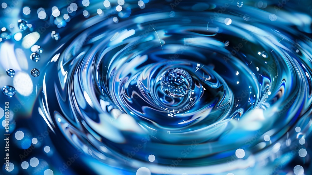 A close up of a blue water drop. A close up of a blue water drop.
