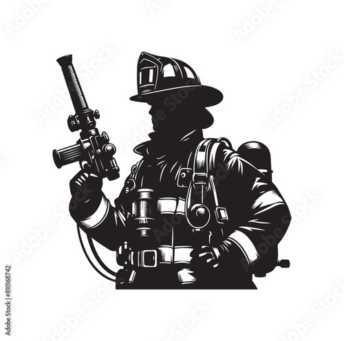 Firefighters group pose silhouette vector 
illustration 