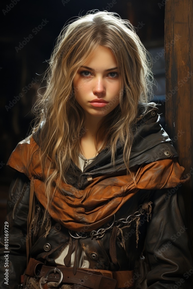 Stylish young woman in leather jacket Stylish young woman in leather jacket