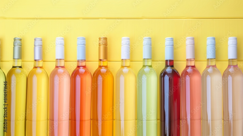 Fototapeta premium A row of colorful drinks in glasses