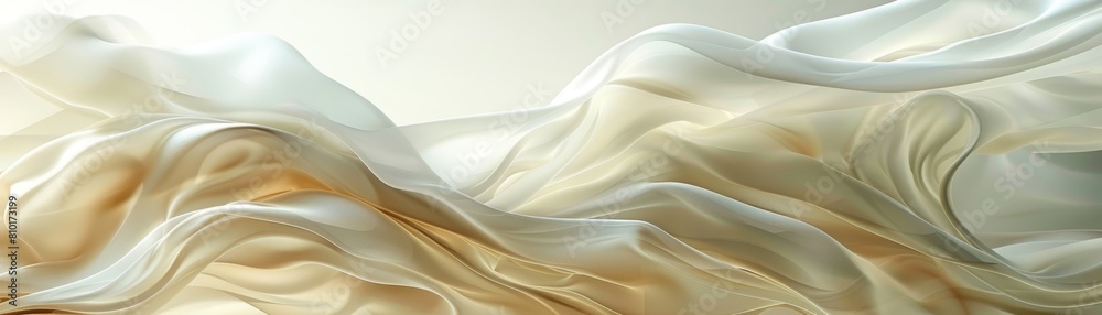 Obraz premium The image is a close-up of a white and gold fabric. The fabric is soft and flowing, and it looks like it would be very comfortable to wear.