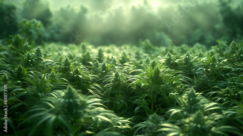 A field of cannabis plants ready for harves photo