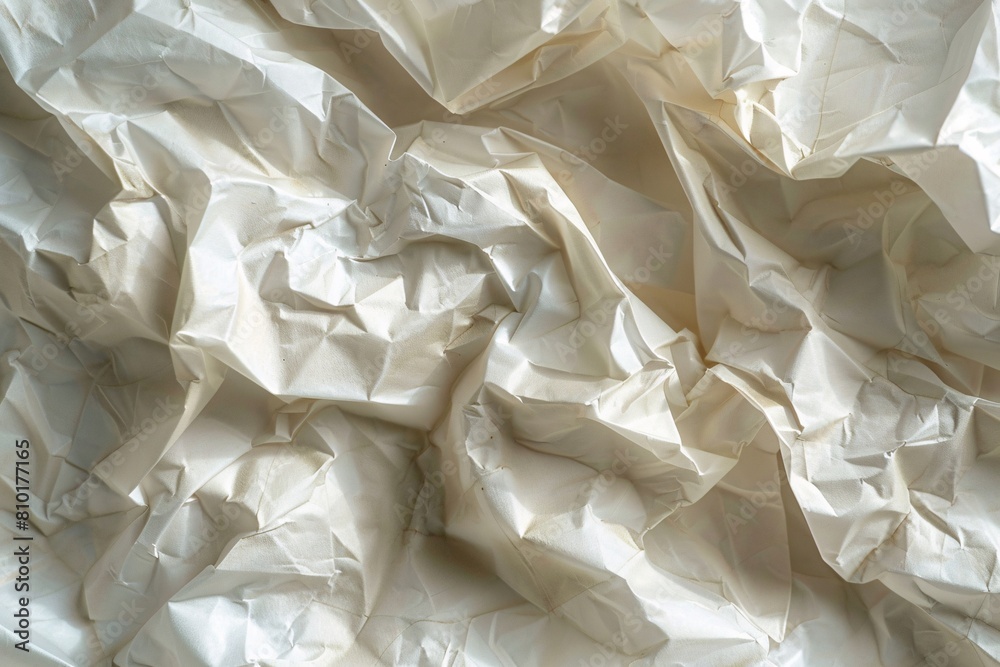 Macro perspective capturing the texture and shadows of crumpled paper, showcasing its unique features Macro perspective capturing the texture and shadows of crumpled paper, showcasing its unique features