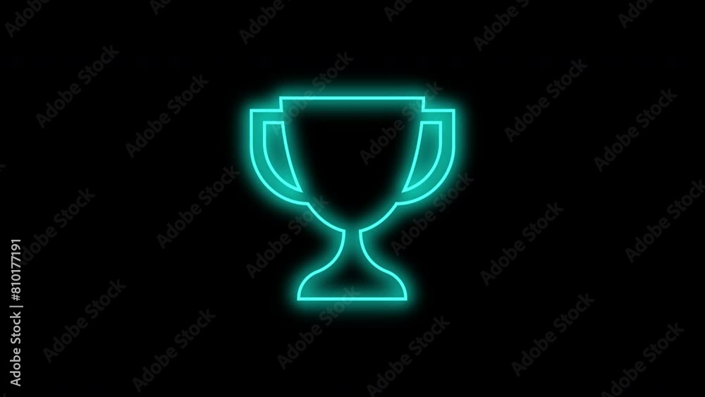 Blue neon trophy cup blink animation Blue neon trophy cup blink animation